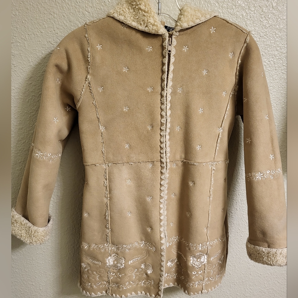 GAP - Girls suede sherpa lined zip up jacket coat - 6/7